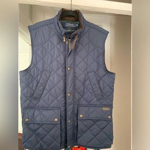 Ralph Lauren Polo Club Mens Large Quilted Vest Classic Blue Sleeveless Jacket